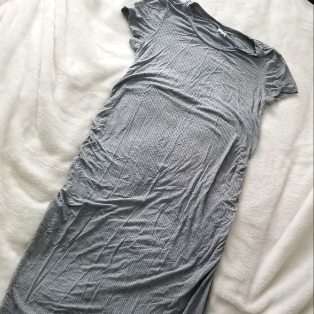 Time&Tru | Rib Knit Bodycon Maternity T Shirt Dress Gathered Shirred Sides